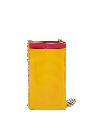 Kenzo embossed-logo chain phone bag - women - Patent Calf Leather - One Size - Yellow