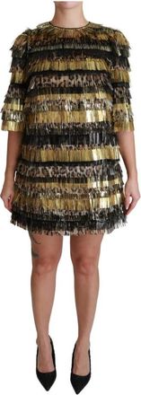 Dolce & Gabbana Leopard Shift Mini Jurk - Dames - Feestkleedjes - Veelkleurig - S - Kleedjes