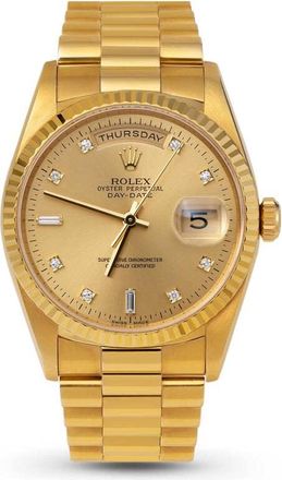 Rolex Pre-owned Rolex Day-Date Automatic Chronometer Diamond Champagne Dial Unisex Watch 18238 CDP