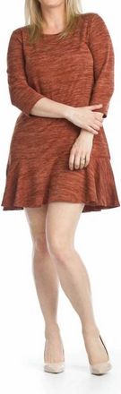 Papillon Quarter Sleeve Sweater Dress In Rust Heathered