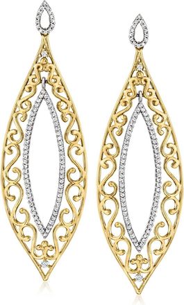 Ross-Simons Diamond Teardrop Earrings in 14kt 2-Tone Gold