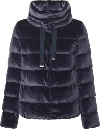 Herno Smooth Velvet Jacket - Dames - Winterjassen - Blauw - M - Katoen - Jassen