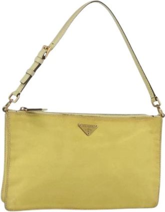 Prada Pre-owned Nylon Vintage Schoudertas - Dames - Vintage Schoudertas - Geel - ONE Size - Nylon - Vintage