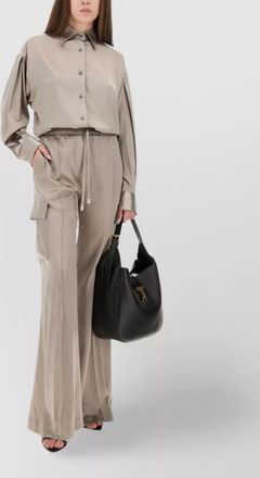Tom Ford cargo pocket drawstring elastic waistband wide leg trousers