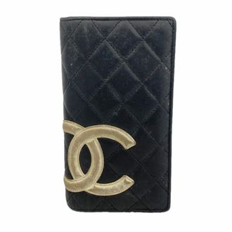 Chanel Black Leather Long Wallet (Bi-Fold) (Pre-Owned)