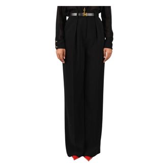 Elisabetta Franchi Lichtgewicht cr&ecirc;pe broek met riem - Dames - Broeken - Zwart - Maat: XL Zijde