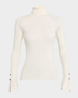 Proenza Schouler Belle Ribbed Silk Cashmere Turtleneck