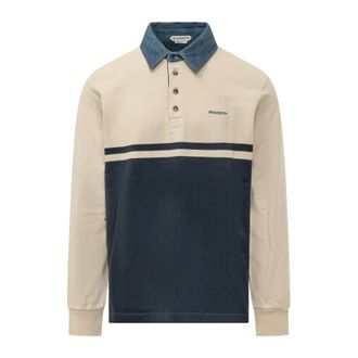 J.W.Anderson Polo met contrasterende kraag - Heren - Tops - Beige - Maat: XL Katoen