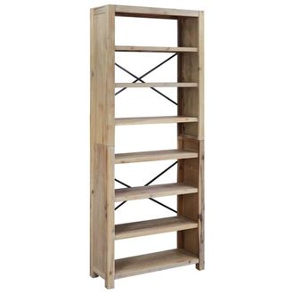 Berkfield Home 7-Tier Bookcase 80x30x200 cm Solid Wood Acacia in Light Brown | Size: 80 x 30 x 200 cm