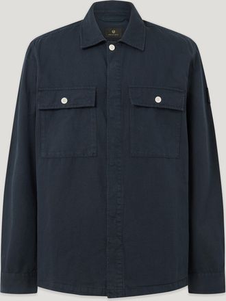 Belstaff Maritime Overshirt Mens Garment Dye Cotton Linen Dark Ink Size 2XL