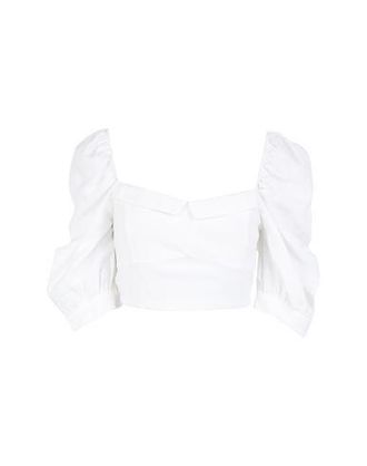 8 by YOOX VISCOSE BLENF PUFF-SLEEVE CROP TOP