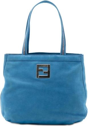 Fendi Pre-owned Tote Bags, female, Blue, Size: ONE SIZE Pre-owned Leather Tote Bag