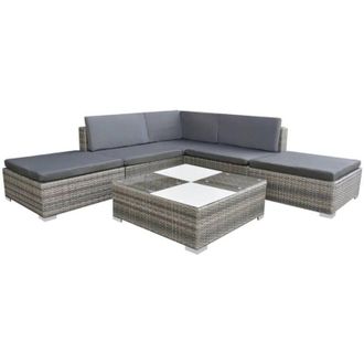 vidaXL vidaXL Set Divani da Giardino 6 pz con Cuscini in Polyrattan Grigio