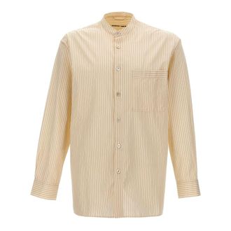 Birkenstock Overhemden, Heren, Beige, M, Katoen, Swtwheatstripes