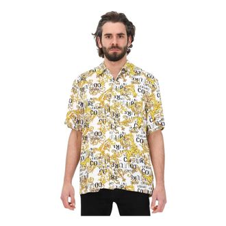 Versace Jeans Couture Overhemden, Heren, Veelkleurig, S, Logo Couture Korte Mouw Overhemd voor Heren