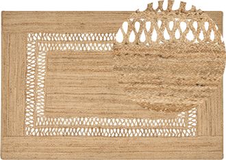 Beliani Beliani - Alfombra De Yute Natural Con Estilo Boho Y Patr&oacute;n Geom&eacute;trico Beige 200 X 300 Cm Yenikoy