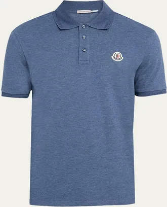 Moncler Mens Leather-Emblem Polo Shirt