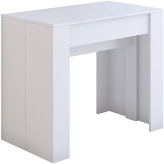 Dmora Dmora - Consola Extensible Vaelis, Transformable En Mesa De Comedor, Ahorra Espacio Y Extensible Hasta 237 Cm, 90-237x76,6x90 Cm, Efecto Madera Blanca
