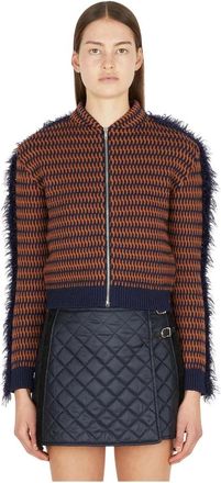 Durazzi Milano Knitted Bomber Jacket - female - Durazzi Milano - Bomber Jackets - Brown - XS - Jackets