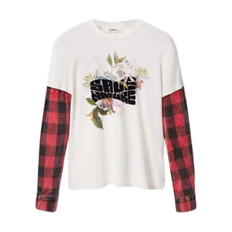 Desigual Tops, Dames, Wit, L, Bedrukte longsleeve dames T-shirt