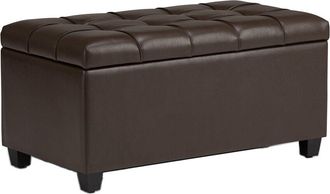 Simpli Home Sienna 33In Transitional Rectangle Storage Ottoman Bench
