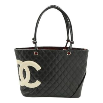 Chanel Pre-owned Tote Bags, female, Black, Size: ONE SIZE Pre-owned Cambon Line Soft Calf Tote Bag