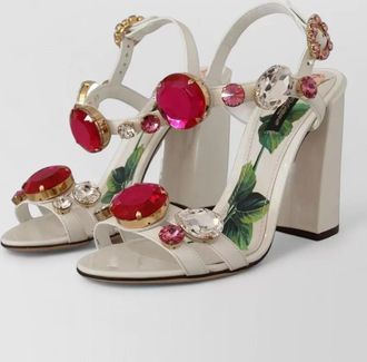 Dolce & Gabbana leather crystal-embellished ankle strap pumps