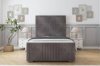 Sloomy Harrington Naples Bed Frame With 50 Upholstered Headboard in Grey | Size: Small Single