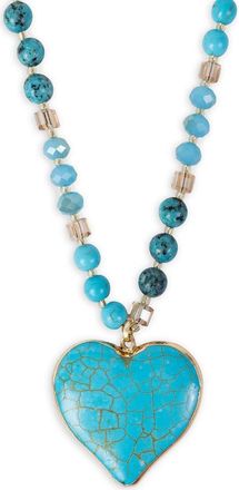Saachi Beaded Heart Pendant Necklace in Turquoise at Nordstrom Rack