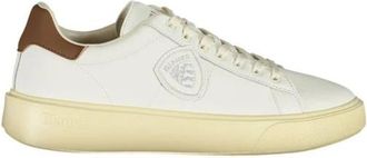 Blauer Witte lage sportsneaker - Heren - Sneakers - Wit - 45 EU - Leer - Schoenen