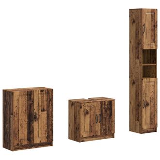 vidaXL Juego De Armarios De Ba&ntilde;o De 3 Piezas Utrecht Madera Envejecida Vidaxl
