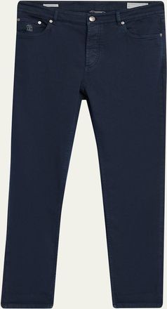 Brunello Cucinelli Mens Dyed Denim Slim-Straight Leg Five-Pocket Pants