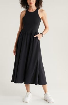 Zella Effortless Cutout Back Hybrid Dress in Black at Nordstrom Rack, Size Large