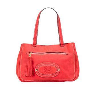 Loewe Pre-owned Nubuck Schoudertas - Dames - Pre-owned - Rood - Maat: ONE Size Leer