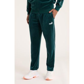 Puma Essentials Elevated Velour Track Pants in Green Terrain at Nordstrom Rack, Size Small