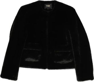 Maje Giacca girocollo con pelliccia sintetica - Nero