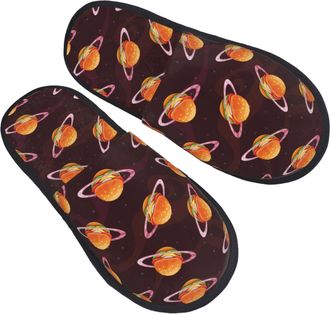 Generic House Slippers Space Hamburger Pattern Unisex Fluffy Slippers Furry Cotton Slipper For Indoor Winter Hotel L