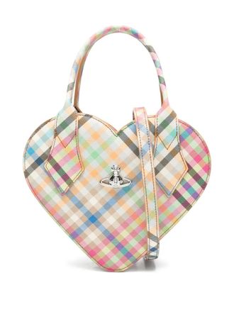 Vivienne Westwood Josephine heart plaid tote bag - Neutrals
