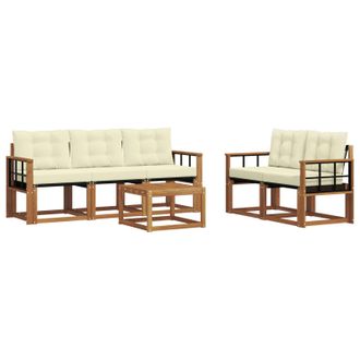 vidaXL Conjunto De Sof&aacute;s De Exterior Con Coj&iacute;n 6 Pcs Natural Y Crema Vidaxl