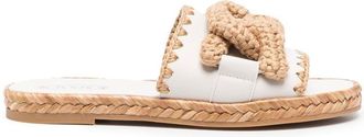 Tod's Kate crochet sandals - women - Calf Leather/Calf Leather/Rubber - 35.5 - White