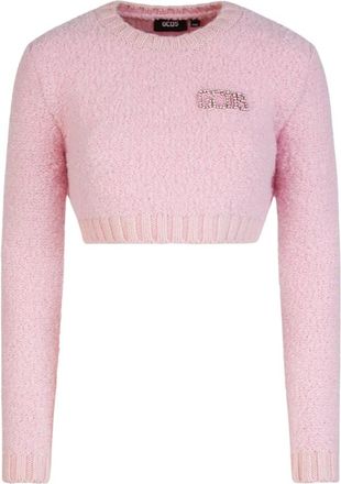 GCDS Boucl&eacute; Wolle-Mix Trui - Dames - Ronde hals truien - Roze - L - Wol - Truien & Vesten