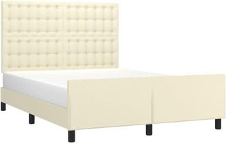 vidaXL Estructura De Cama Sin Colch&oacute;n Cuero Sint&eacute;tico Crema 140x190 Cm Vidaxl