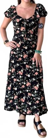 Blu Pepper Front Tie Midi Dress In Black Floral