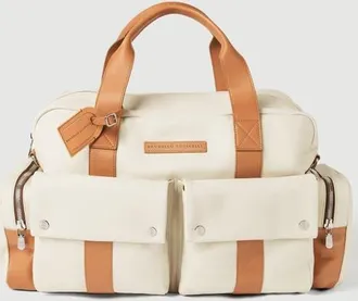 Brunello Cucinelli Grained calfskin leisure bag in Ivory at Nordstrom