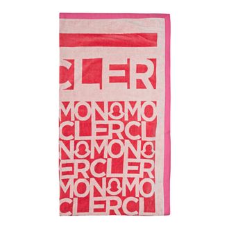 Moncler Home, Dames, Rood, ONE Size, Katoen, Logo Strandlaken