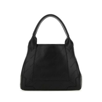 Balenciaga Black Leather Cabas Navy Xs Handbag