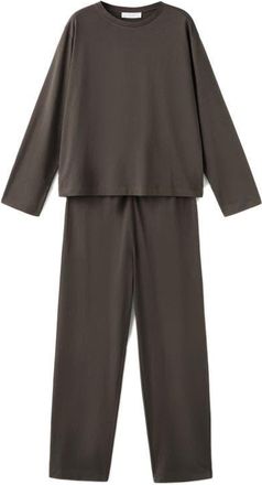 Mango Plain Cotton Pajamas in Chocolate at Nordstrom, Size Medium