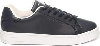 A|X Armani Exchange Leren Sneakers met Logo Detail - Heren - Sneakers - Blauw - 42 EU - Leer - Schoenen
