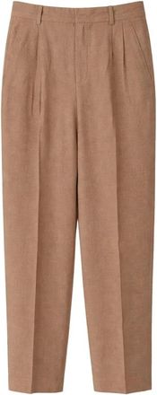 Rossi Noa Crop Business Linen - Dames - Broeken - Bruin - M - Leer - Broeken
