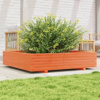 Berkfield Home Decorative Garden Planter Wax Brown 110x110x26.5 cm Solid Wood Pine in Burnt Orange